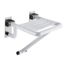 Sgabello Pieghevole Da Bagno, Sgabello Cambia Scarpe A Parete, Robusta Base In Acciaio Inox, Pieghevole E Luminoso, La Superficie Della Seduta È Lunga 39 Cm E Larga 45 Cm, Bianca E Gialla