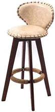 Yxsd Bar Stool pranza Sedia con Schienale e poggiapiedi Naturali Gambe in Legno massello con attenuato Pad Designer contemporanea for Office Lounge Pranzo Cucina (Color : Beige)