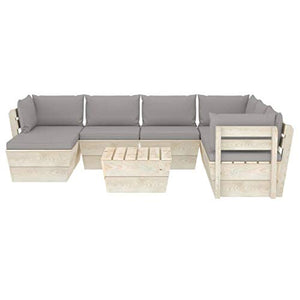 FAMIROSA Set Divani da Giardino su Pallet 8 pz con Cuscini Legno Abete-3637