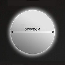 XHCP Specchio da Bagno a LED Illuminato a Parete, Specchio Rotondo Illuminato Mobili per la casa Specchio con Lampada da Trucco con Pulsante a sfioramento, Luce Calda/Bianca, 60/70 / 80cm