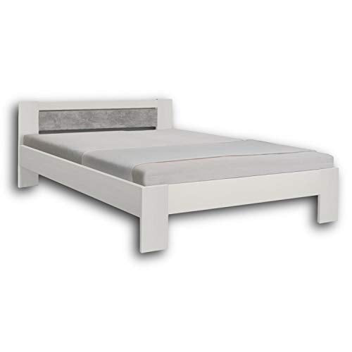Stella Trading Vega-Elegante futon 140 x 200 cm – Comoda Camera da Letto Matrimoniale, Effetto, Colore, Rovere, Bianco/Cemento, 145 x 61 x 204 cm
