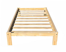 Letto singolo in legno di pino massiccio Alaska con doghe in legno di pino, non rifinito con supporto per materasso a doghe in legno, senza bisogno di molle, adatto per materasso singolo, 90 x 190 cm