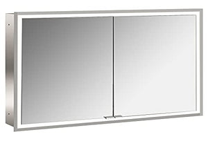 EMCO Armadietto a specchio illuminato Prime con illuminazione a LED a tutto tondo, armadietto a specchio da bagno di alta qualità come modello da incasso, mobile da bagno a 2 ante, bianco neutro