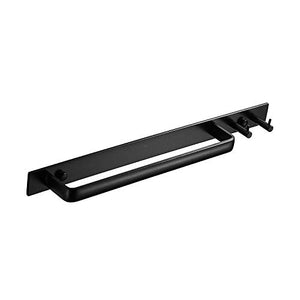Gabriera, Portasciugamani da parete con 2 ganci, in alluminio, per bagno e cucina, 15,2 cm Nero