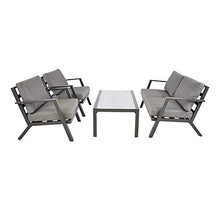 Gartentraum Angolo Salotto in Alluminio Grigio per 4 Persone - Moderno - Mobili da Salotto Elto