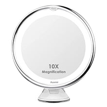 Auxmir Specchio da trucco con luci 10 x magnifying con coppa di aspirazione e 2 livelli di luminosità, specchio luminoso da 7,87", pratico per la casa e le vacanze, bianco