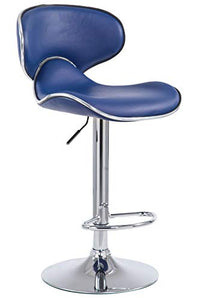 CLP Sgabello Design Cucina Las Vegas V2 In Similpelle Con Schienale I Sedia Alta Imbottita Girevole Regolabile 62-82 CM, Colore:blu, Colore del telaio:cromo