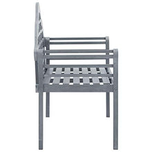 BIGTO - Panca da giardino in legno di acacia massiccio per esterni, 135 x 55 x 95 cm, colore: Grigio