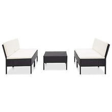 Tidyard Set Divani da Giardino in Polyrattan, Set Divano Esterno con Cuscini Nero 5 pz