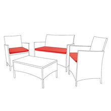 Set di 3 cuscini di ricambio per mobili da giardino, sedie in rattan, set per divano da giardino, colore: rosso