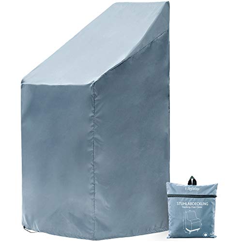 Chefarone telo impermeabile copri sedie da giardino – Telo impermeabile esterno per arredo giardi-no – Copri sedia robusto e spesso – 67x67x110 cm – Celeste – Con cordone di sicurezza e custodia