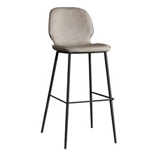Ljings - Monopolli in sella, retro in finta pelle, con schienale e gambe in metallo imbottite, sgabello da bar da cucina, sedie da pranzo, colore: grigio, 75 cm