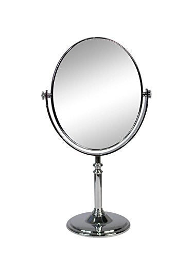 Vetrineinrete® Specchio cosmetico Ovale da Trucco con Zoom Girevole da appoggio Specchio di ingrandimento Portatile per Barba rasatura con Base da Tavolo Varie Misure (17x13 cm) E16