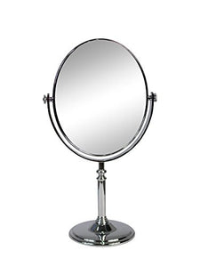 Vetrineinrete® Specchio cosmetico Ovale da Trucco con Zoom Girevole da appoggio Specchio di ingrandimento Portatile per Barba rasatura con Base da Tavolo Varie Misure (17x13 cm) E16