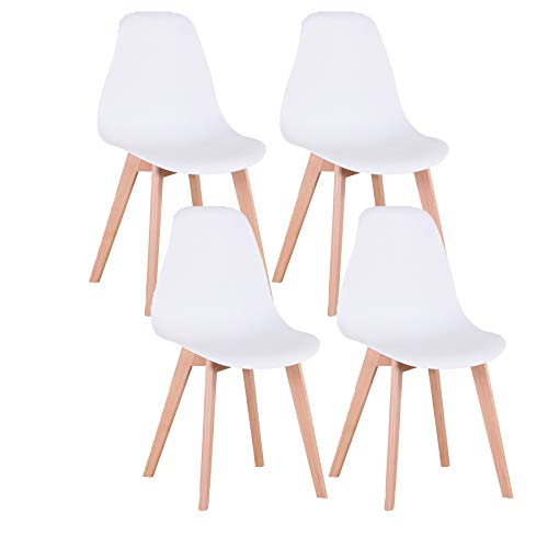 Uderkiny Set di 4 sedie sedie da Pranzo sedie in Stile Nordico per Cucina Sala da Pranzo Soggiorno e Ufficio (Bianco)
