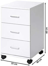 ts-ideen Comodino Cassettiera Archivio da Ufficio con rotelle 60x35 cm stile moderno 3 cassetti. Bianco