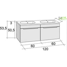 Kit Mobile & lavabo RIHO ENNA 45-SET in legno laccato satinato opaco, 120 x 38 cm, H 53,5 cm