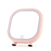 GUOJINE Specchi da Toilette da Appoggio, Specchio for Trucco Wireless Bluetooth Lampada for Suono Specchio Illuminato Specchio Cosmetico Portatile for Rasatura, Rosa
