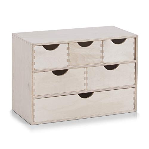 Zeller 13193 Cassettiera, 6 Cassetti, Legno, Beige, 40x20x27.5 cm