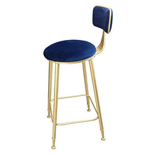 YS Altezza Del Bancone Della Sedia in Metallo/Finitura in Ferro per Pub/Ristorante/Cucina Di Casa con Schienale e Sgabello da Bar con Cuscino in Velluto Morbido,Blu,65 cm
