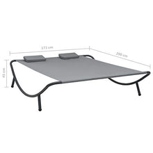 Tidyard Lettino Prendisole Matrimoniale in Tessuto Crema/Antracite,Lettino Prendisole Doppio,Lettino da Sole Matrimoniale Tessuto,Lettino da Sole Doppio 200 x 173 x 45 cm