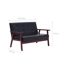 Festnight Divano 2 Posti Nero in Similpelle,Divano Soggiorno,Divano in Ecopelle Nero,Divano 2 Posti Soggiorno,Divano 2 Posti Ecopelle 113,5 x 67 x 73,5 cm