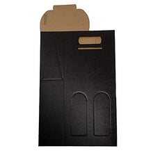 10 scatole nere per 2 bottiglie vino verticali modello bordolese, borgognotta robuste strenne natalizie cartone accoppiato e maniglia esterna cm.18x9x38,5h - 2 NERE
