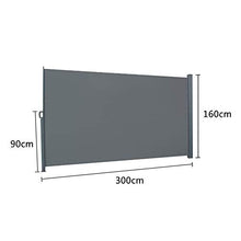 FCH Tenda da sole laterale 160 x 300 cm (A x L), protezione dagli sguardi indiscreti, tenda a rullo laterale, per balcone, terrazza, giardino, 160 x 300 cm, colore grigio scuro