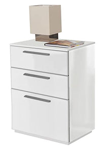COMPOSAD | Comodino della Linea SEMPLICE con 3 Cassetti, Comodino Bianco Camera da Letto, Dimensioni (LxAxP) 50x60x40,80 cm, Bianco Laccato, Made in Italy