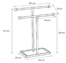 Amazon Basics - Supporto doppio per asciugamani e accessori, a T, nickel e bianco - 1005573-670-A60