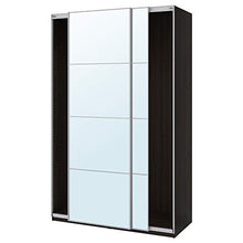PAX armadio con ante scorrevoli 150x66x94 in vetro nero-marrone/Auli specchio