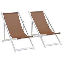 Tidyard Set di 2 pz Sedia Sdraio Pieghevole in Alluminio | Sdraio da Giardino | Sedia da Campeggio | 3 Altezza Regolabil | 110 x 57 x 83 cm | Marrone