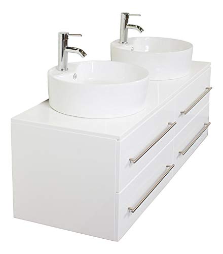 Mobile bagno Novum XL bianco lucido con doppio lavabo