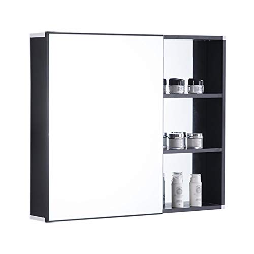 Armadietto da Bagno Armadio da Cucina Multiuso, Mensole, Specchietto, Armadietto da Bagno Fissato al Muro, Specchio Bagno Cabine Nero