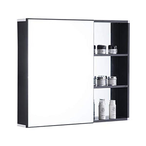 Armadietto da Bagno Armadio da Cucina Multiuso, Mensole, Specchietto, Armadietto da Bagno Fissato al Muro, Specchio Bagno Cabine Nero