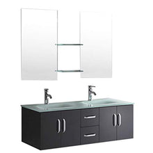 Grafica ma.ro srl Mobile Bagno ARREDOBAGNO RUBINETTI Inclusi Nero Laccato 151 CM Doppio LAVABO Ice