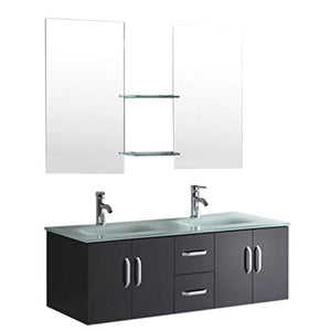 Grafica ma.ro srl Mobile Bagno ARREDOBAGNO RUBINETTI Inclusi Nero Laccato 151 CM Doppio LAVABO Ice