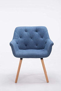 CLP Sedia Attesa Cassidy In Tessuto I Sedia Soggiorno 4 Gambe In Legno I Poltroncina Imbottita Per Conferenze, Colore:blu, Colore della cornice:natura