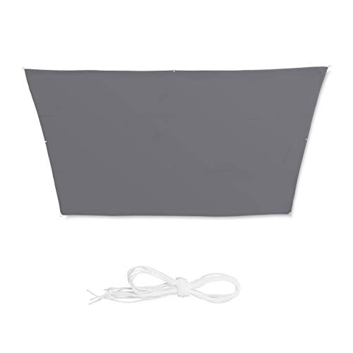 relaxdays Tenda a Vela Trapezoidale, Impermeabile, Anti UV, Corde di Supporto, Terrazza e Giardino, 3x5,5x4x4 m, Grigia