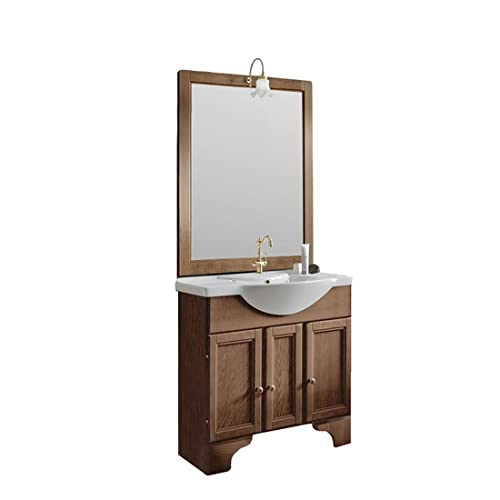 Bagno Italia Mobile Arredo Bagno Portofino cm85 arte povera con lavabo in ceramica e specchio Mobili I