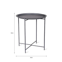 CKB LTD - Vassoio per bistrot in acciaio per esterni, gambe pieghevoli e vassoio rimovibile, in acciaio verniciato a polvere di carbone opaco – singolo tavolo da giardino (carbone)