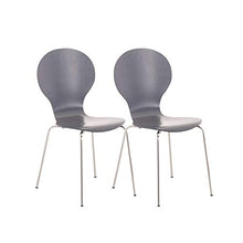 CLP Set 2 Sedie Impilabili Diego in Legno Robusto I Sedie Attesa con Telaio in Metallo I Sedie Ergonomiche E Facili da Pulire, Colore:Grigio