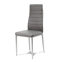 Sedia imbottita in eco pelle grigio su gambe argentate per soggiorno sala da pranzo elegante 704B