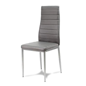 Sedia imbottita in eco pelle grigio su gambe argentate per soggiorno sala da pranzo elegante 704B