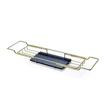 ZHSHOP Vassoio da Bagno Porta Vasca in Metallo, Retrattile Impermeabile con Porta Bicchiere da Vino E Supporto per iPad/Porta Libri Portaoggetti da Bagno, Adatto per La Maggior Parte delle Vasche
