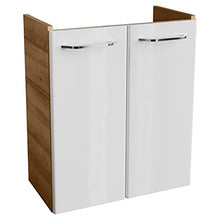 Fackelmann - Set di mobili da bagno da 4 pezzi, stile Milano, con specchio da bagno a LED, 55 cm e cesto portabiancheria pieghevole, effetto lino