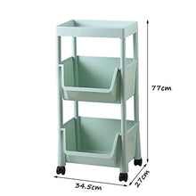 LYM &ripiano di stoccaggio Mensole della Cucina, di Verdura a Pavimento e Frutta Bagagli Rack Multifunzione Ruote -3 Strato Scaffale di Finitura