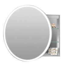 Smart Bathroom Specchio Gabinetto Specchio Rotondo con La Luce del LED Bagno Specchio con Ripiani Medicazione Specchio (Color : Silver, Size : 60cm)