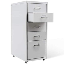 Cassettiere in Acciaio per Ufficio, Mobile, Comodino, Armadietto con 5 Cassetti, 4 rotelle, 28 x 41 x 68,5 cm