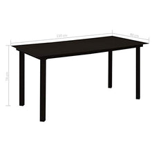 Qnotici Tavolo da Pranzo da Giardino con Struttura in Acciaio Verniciato a Polvere, Pratico Tavolo da Pranzo da Esterno in Stile Moderno 150 x 80 x 74 cm (Lunghezza x Larghezza x Altezza) -Nero